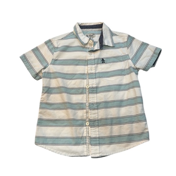 Original Penguin | Boys Button Down Striped Polo in Blue White Size 5T - Picture 1 of 9